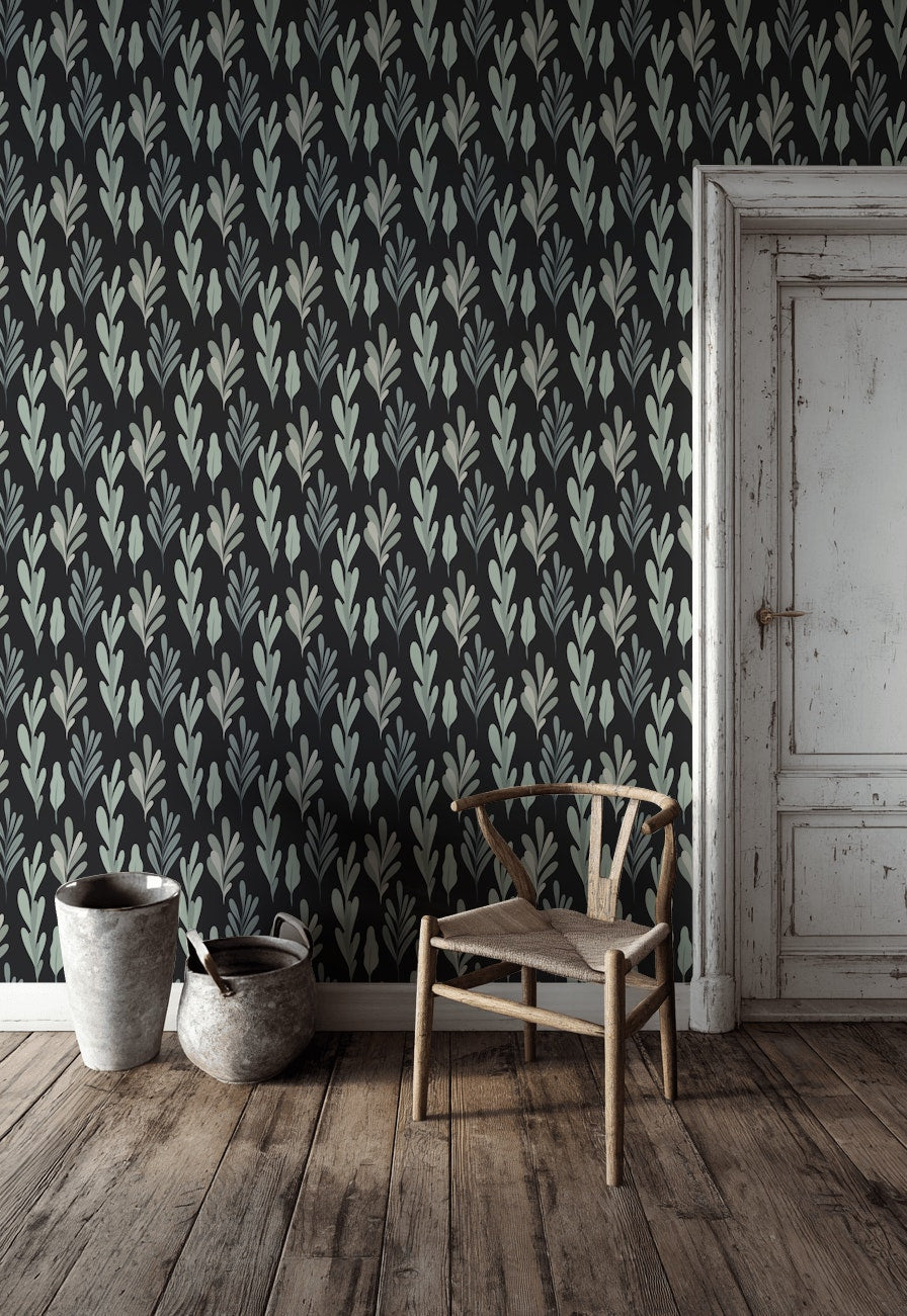 Shades Of Green Wallpaper Leaf Modern Mural