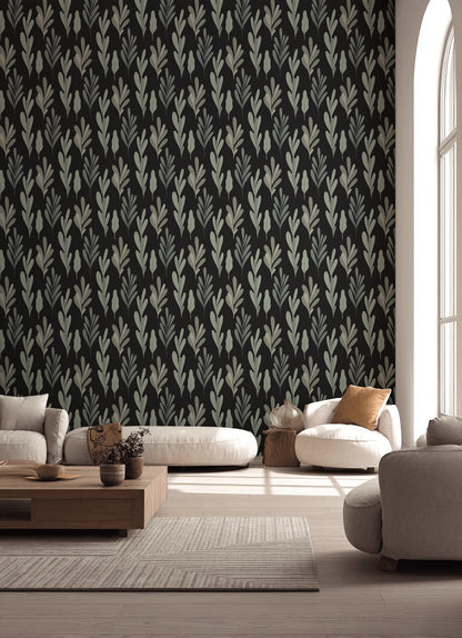 Shades Of Green Wallpaper Leaf Modern Mural