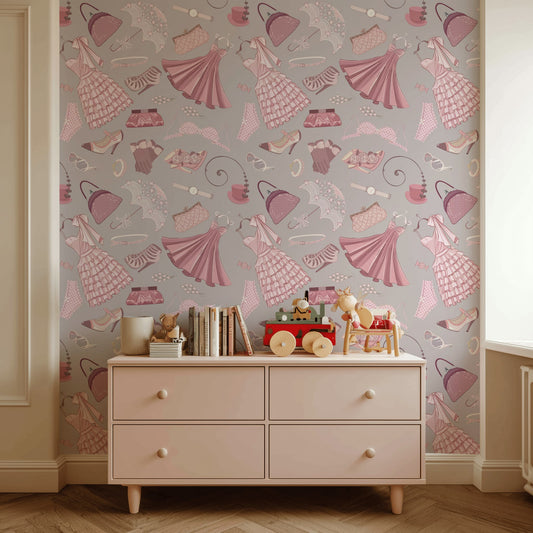 Blush Pink Vintage Fashion Kids Wallpaper