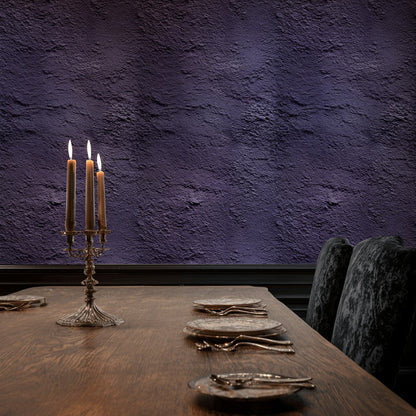 Deep Eggplant Textured Concrete Effect Wallpaper