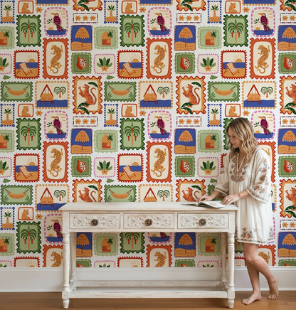 Tropical Wallpaper Eclectic Bohemian Decorative Mural