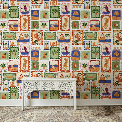 Tropical Wallpaper Eclectic Bohemian Decorative Mural