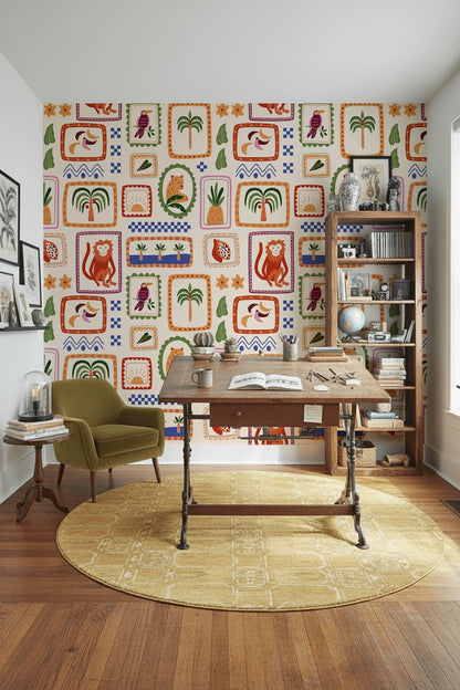 Tropical Wallpaper Eclectic Vibrant Decorative Mural