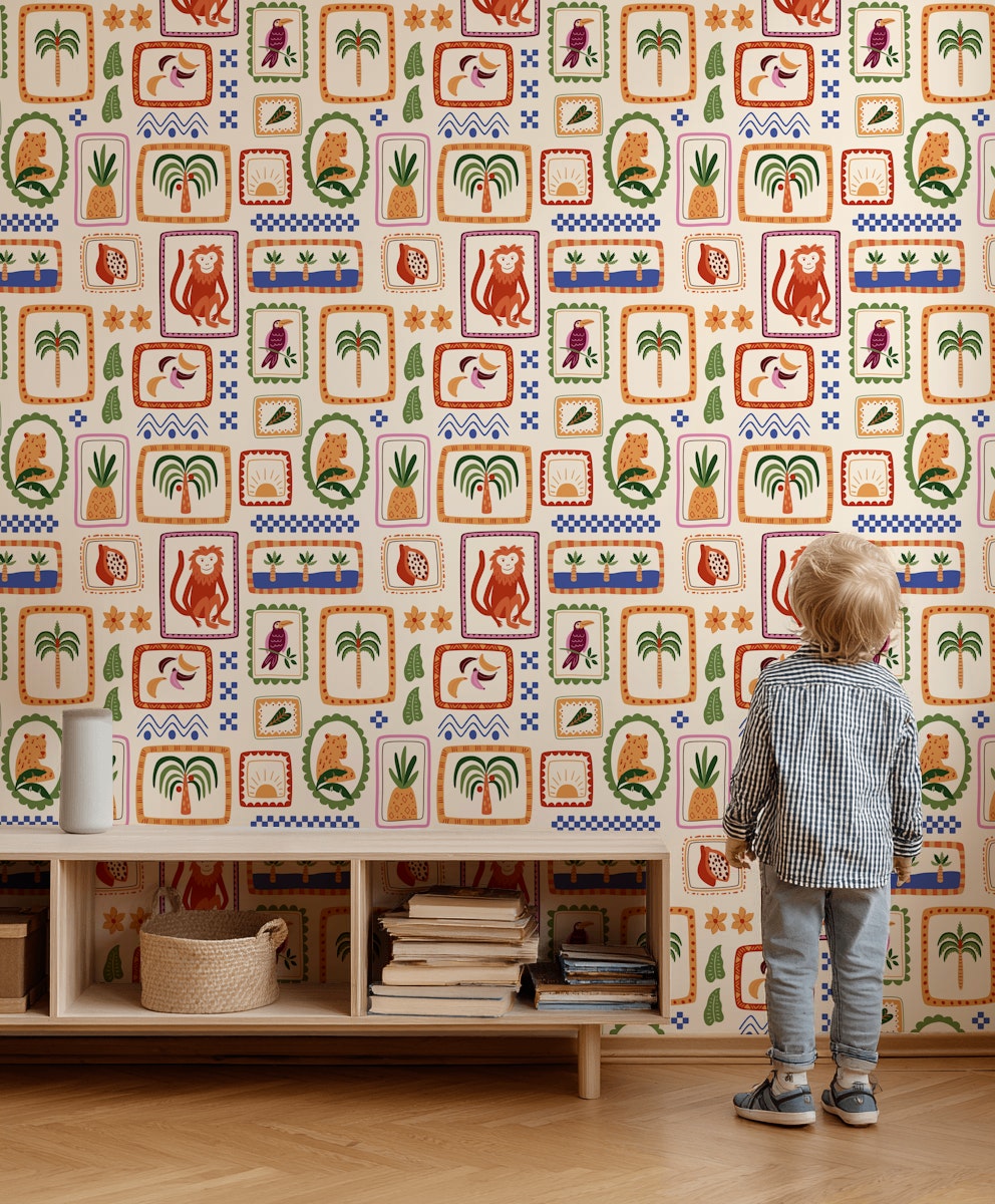 Tropical Wallpaper Eclectic Vibrant Decorative Mural