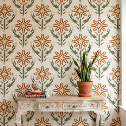 Floral Wallpaper Abstract Bohemian Decorative Mural