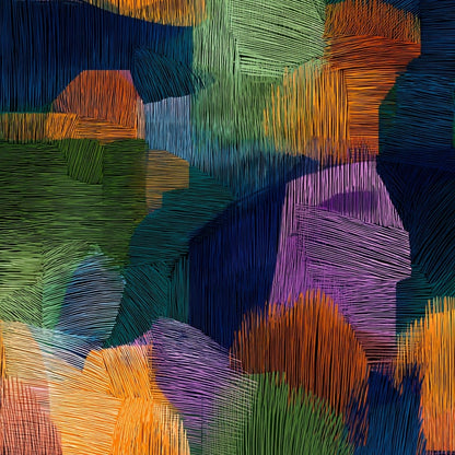 Midnight Blue Multicolor Abstract Brushstroke Wallpaper