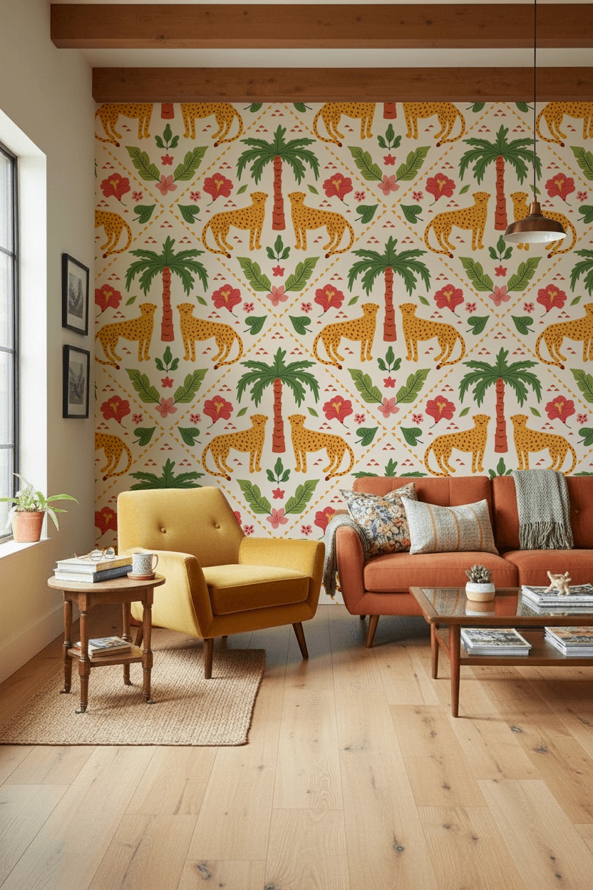 Tropical Wallpaper Cheetah Exotic Decorative Mural