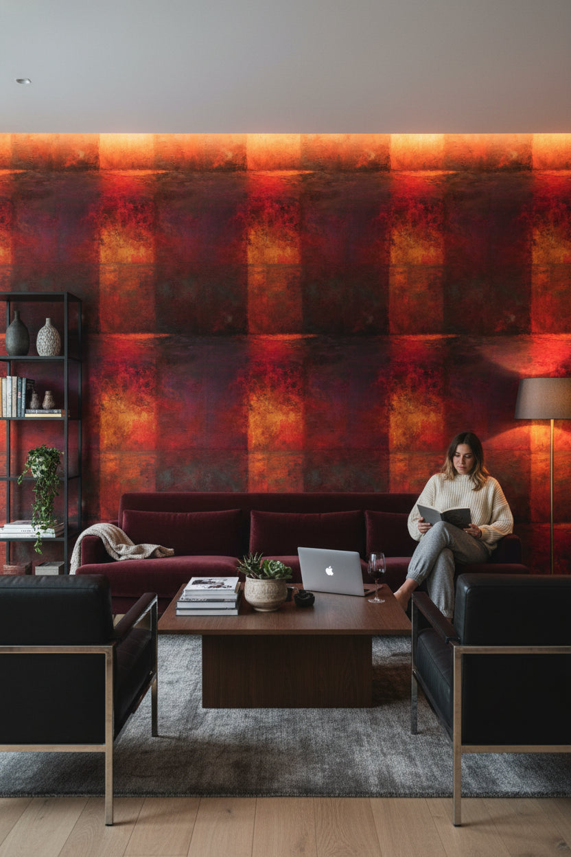 Rustic Red and Black Abstract Tone Wallpaper