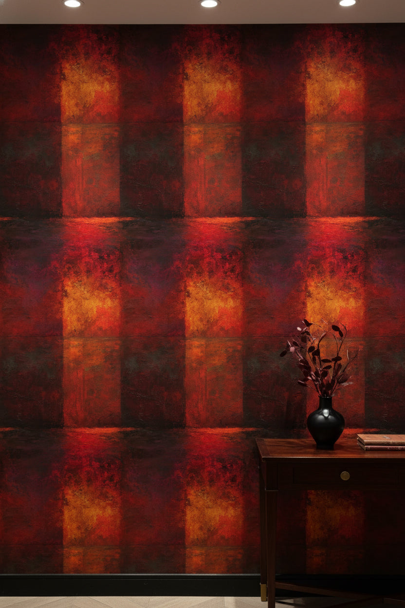 Rustic Red and Black Abstract Tone Wallpaper