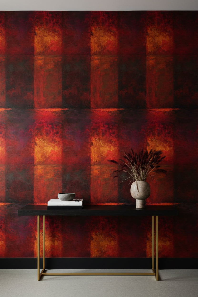 Rustic Red and Black Abstract Tone Wallpaper