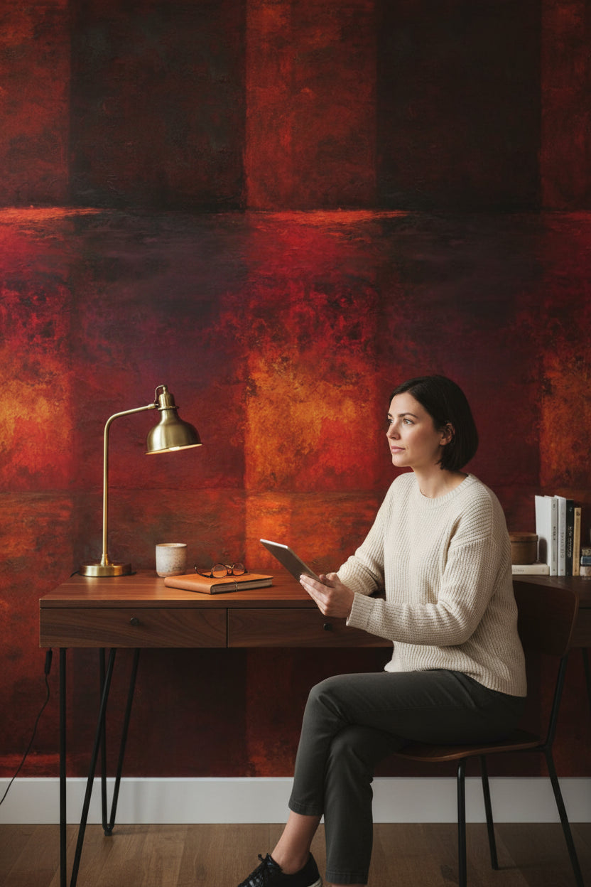 Rustic Red and Black Abstract Tone Wallpaper