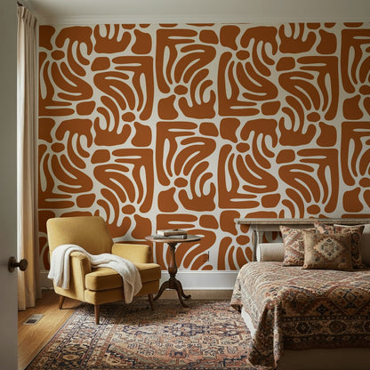 Abstract Pattern Wallpaper Organic Curved Decorative Mural