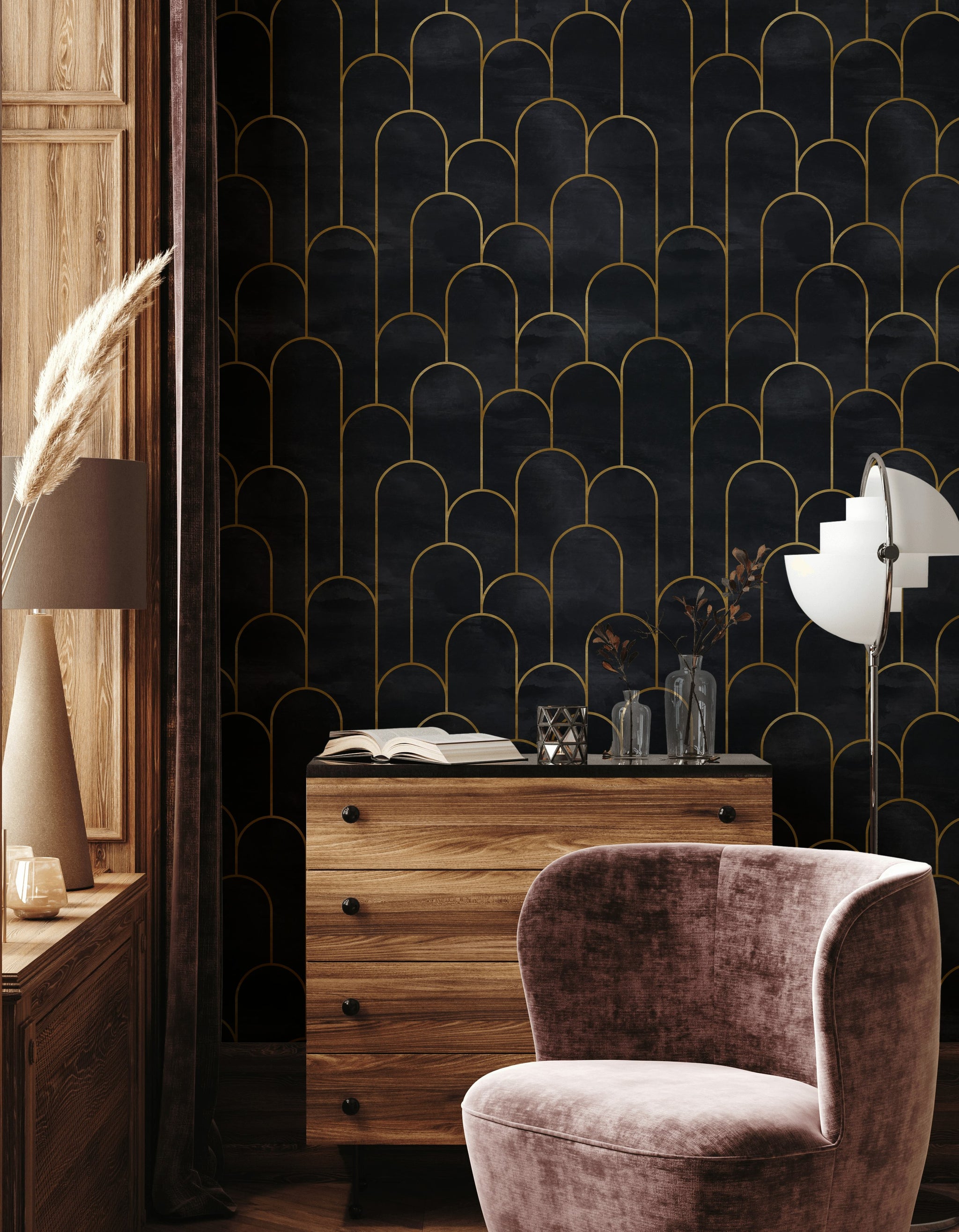 Geometric Wallpaper Art Deco Luxurious Decorative Mural