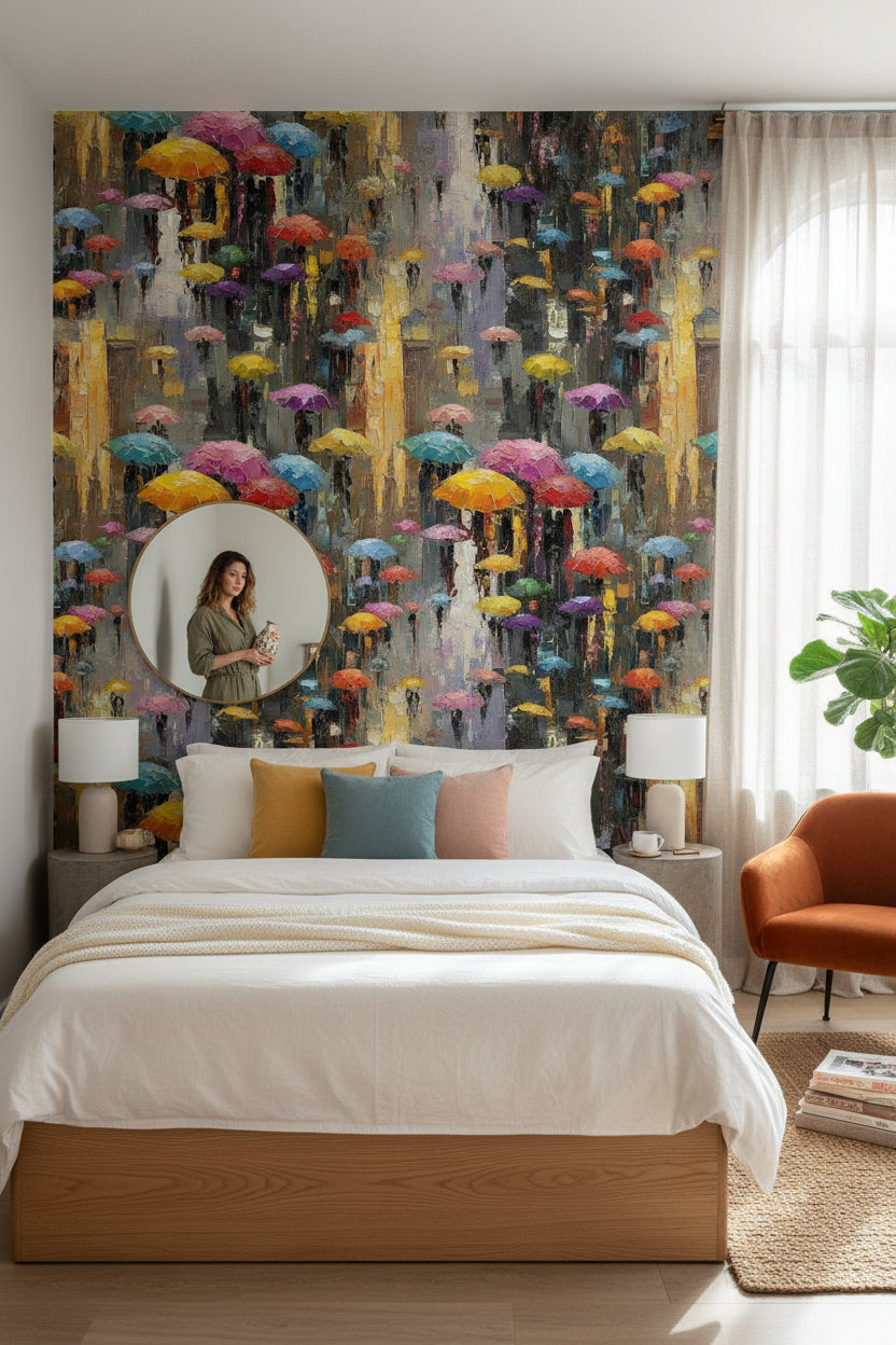 Vibrant Multicolor Umbrella Abstract Art Wallpaper