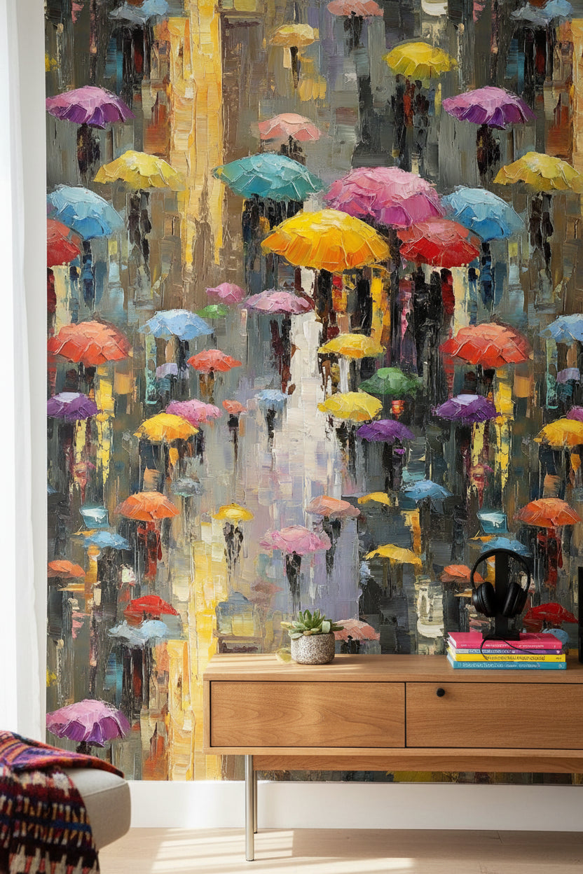 Vibrant Multicolor Umbrella Abstract Art Wallpaper