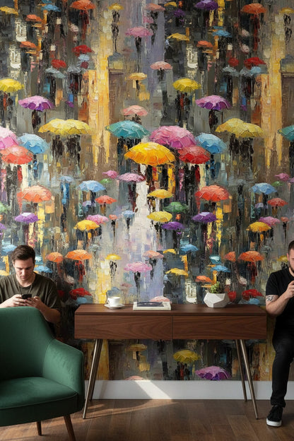 Vibrant Multicolor Umbrella Abstract Art Wallpaper