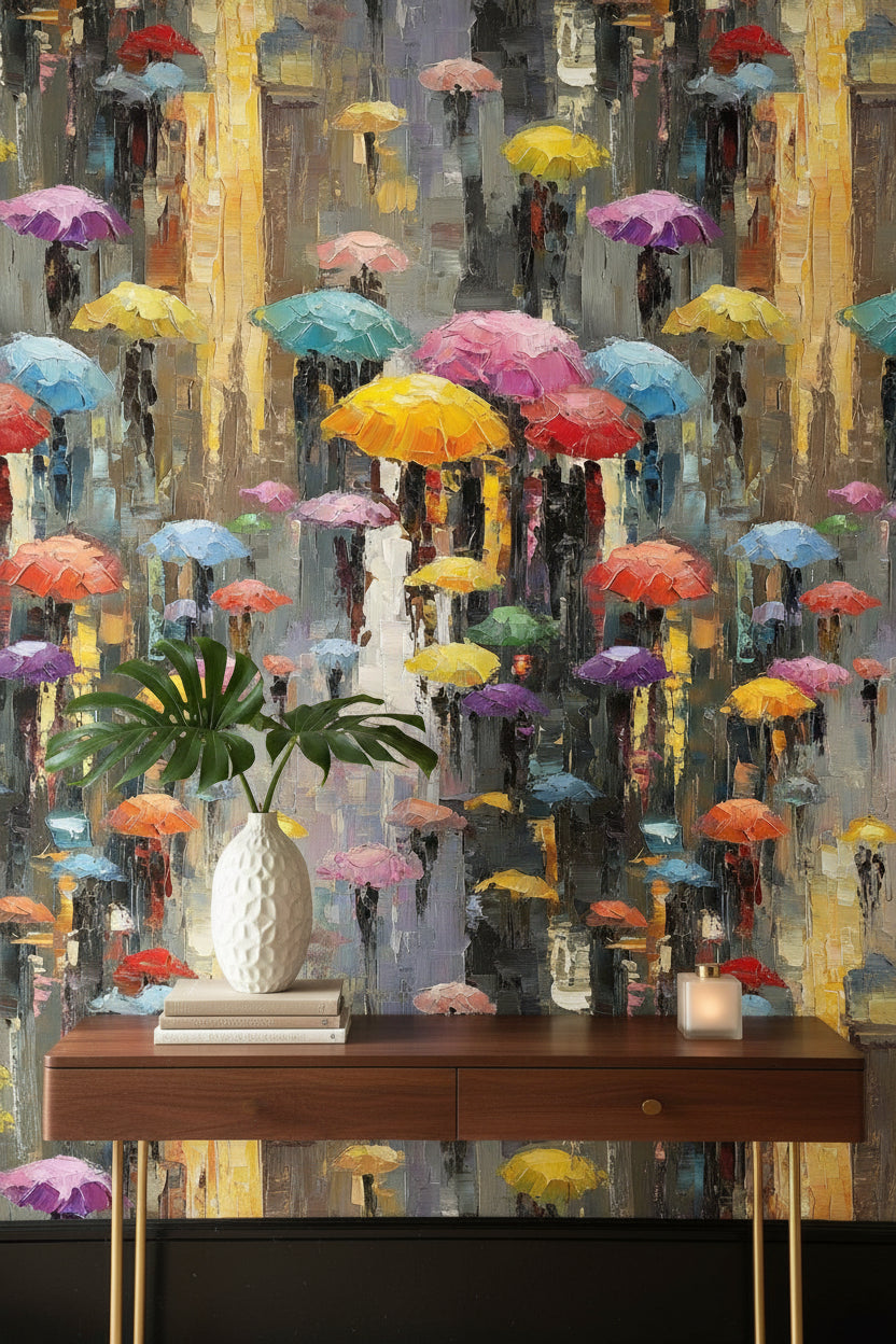 Vibrant Multicolor Umbrella Abstract Art Wallpaper