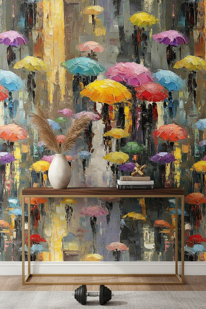 Vibrant Multicolor Umbrella Abstract Art Wallpaper