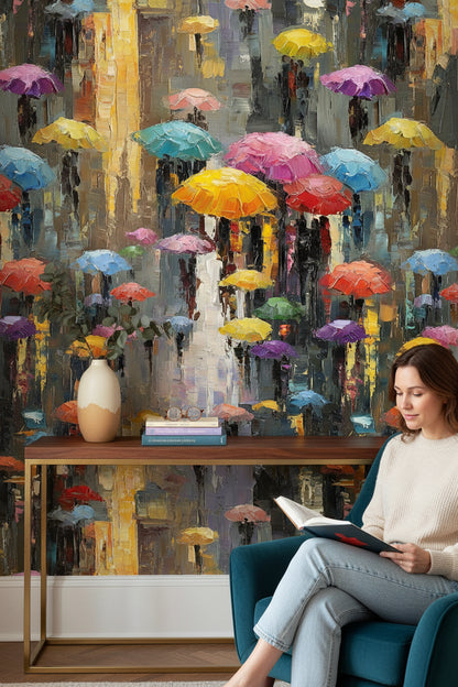 Vibrant Multicolor Umbrella Abstract Art Wallpaper