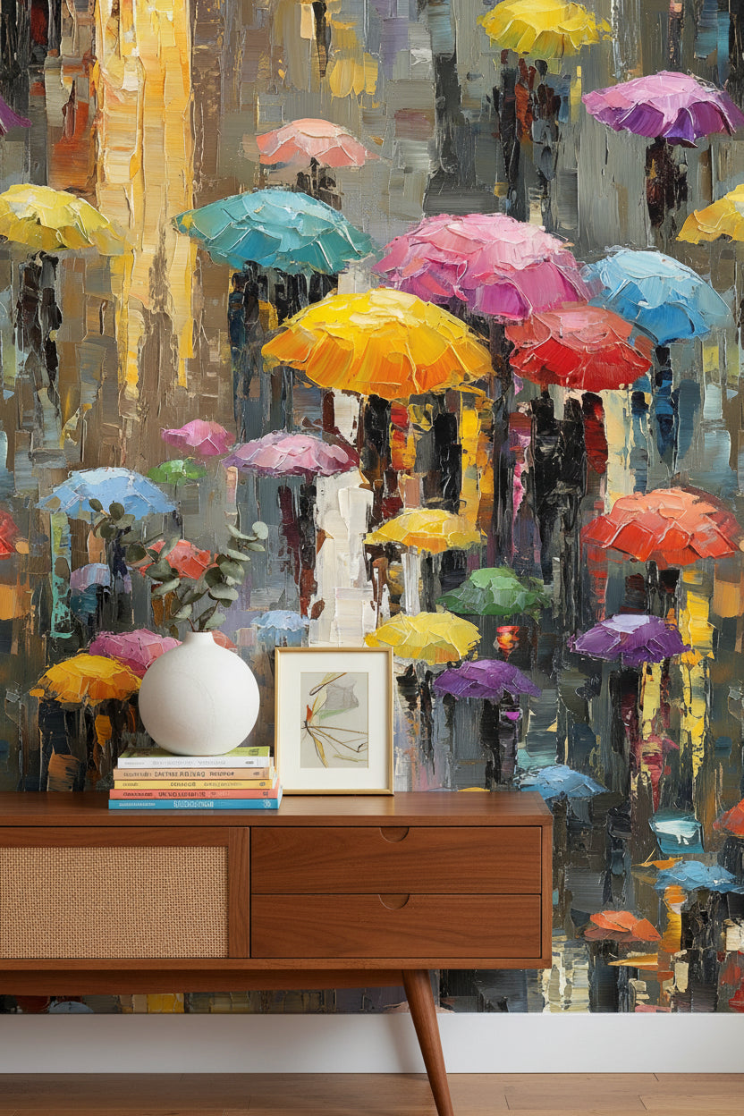 Vibrant Multicolor Umbrella Abstract Art Wallpaper