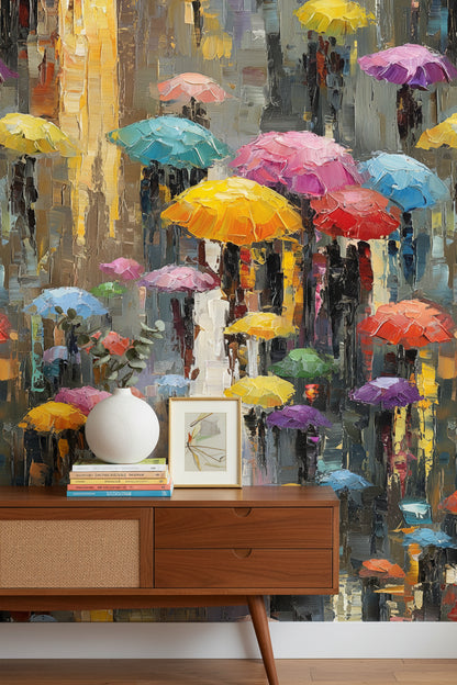 Vibrant Multicolor Umbrella Abstract Art Wallpaper