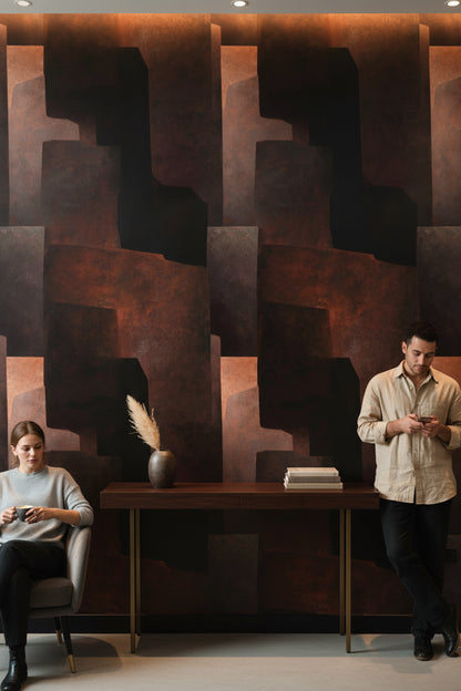Rustic Copper Geometric Abstract Wallpaper