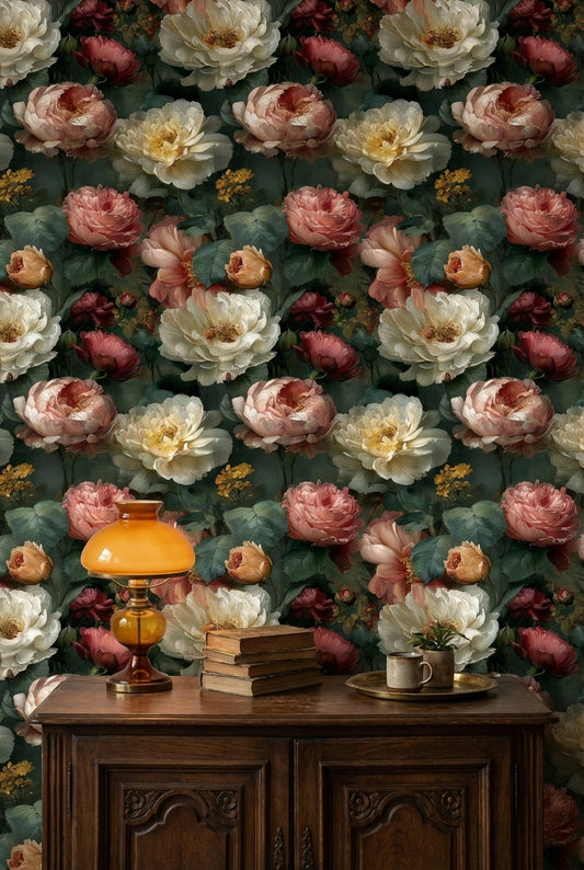 Moody Vintage Floral Bouquet Wallpaper