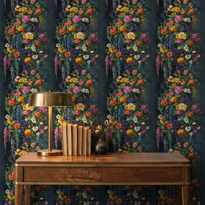 Dark Opulent Garden Floral Wallpaper