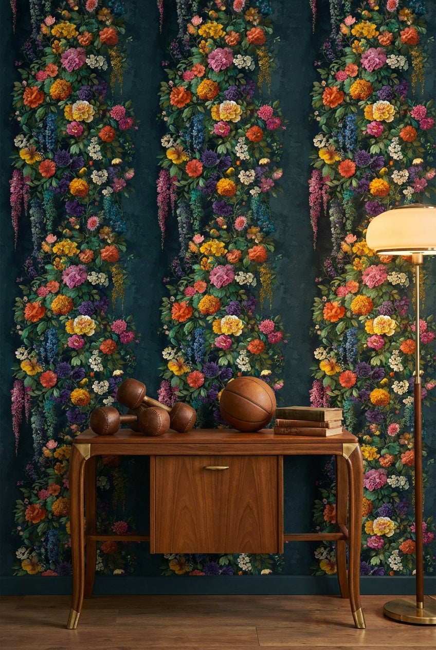 Dark Opulent Garden Floral Wallpaper