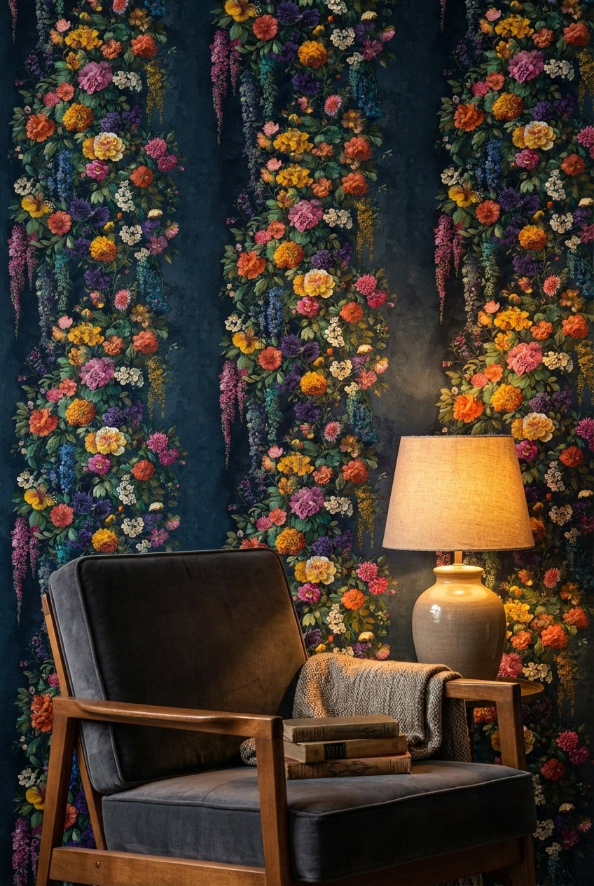 Dark Opulent Garden Floral Wallpaper