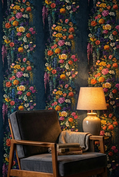 Dark Opulent Garden Floral Wallpaper