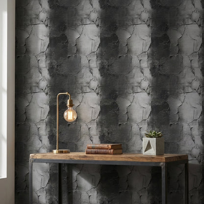 Charcoal Cracked Concrete Texture Wallpaper