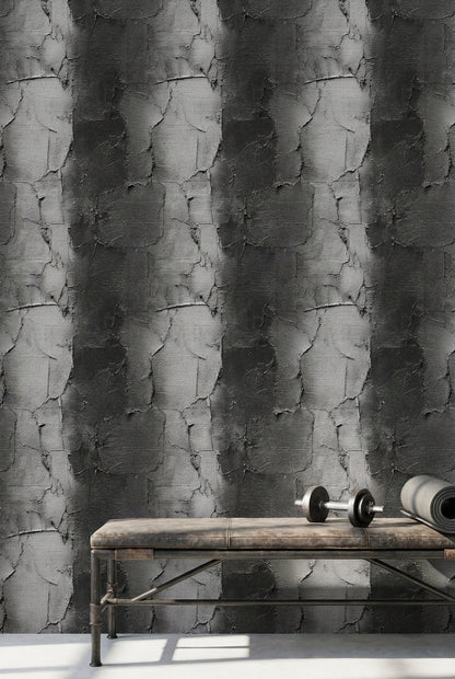 Charcoal Cracked Concrete Texture Wallpaper