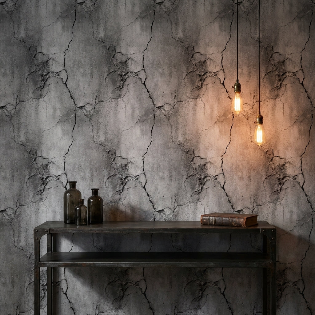Aged Concrete Cracked Effect Wallpaper