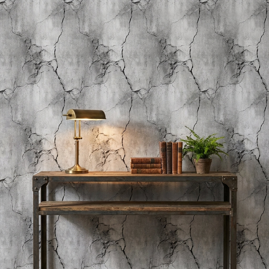 Aged Concrete Cracked Effect Wallpaper