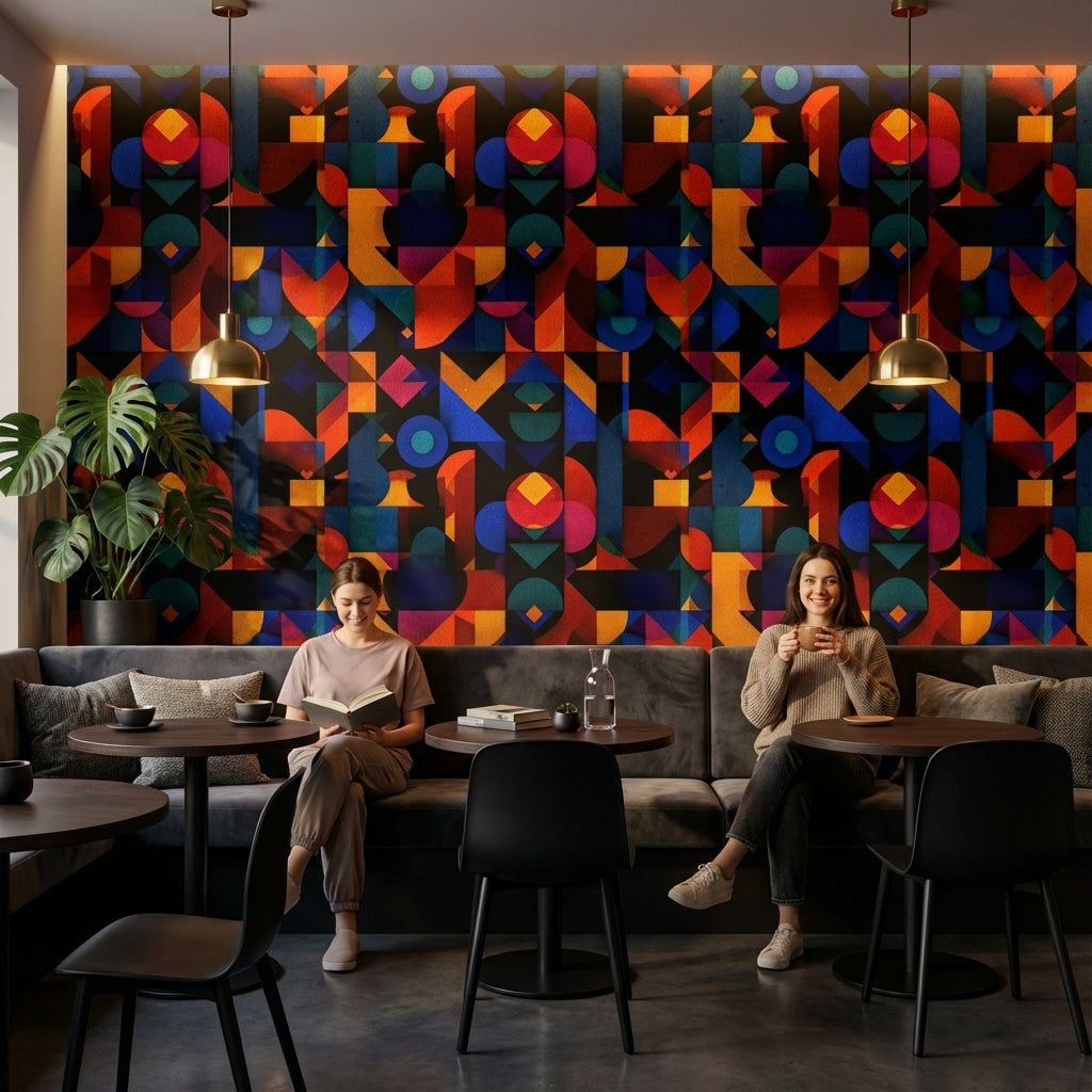 Dark Multicolor Geometric Abstract Wallpaper