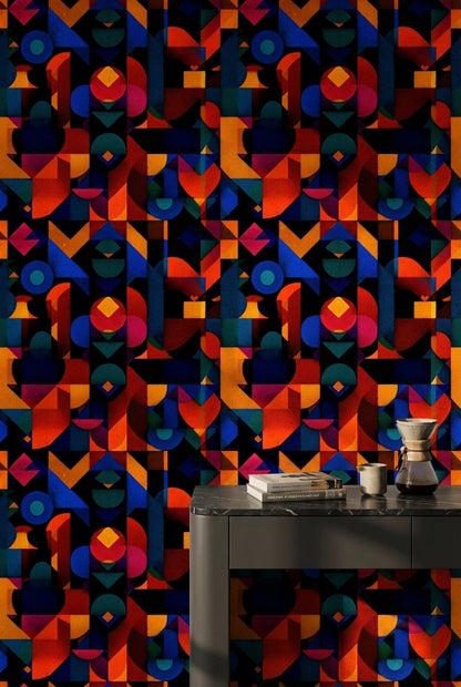 Dark Multicolor Geometric Abstract Wallpaper