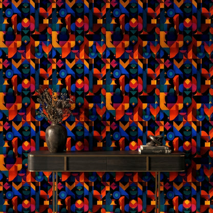 Dark Multicolor Geometric Abstract Wallpaper
