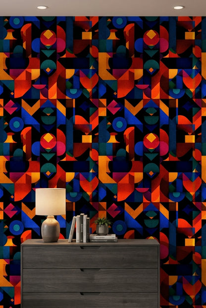 Dark Multicolor Geometric Abstract Wallpaper