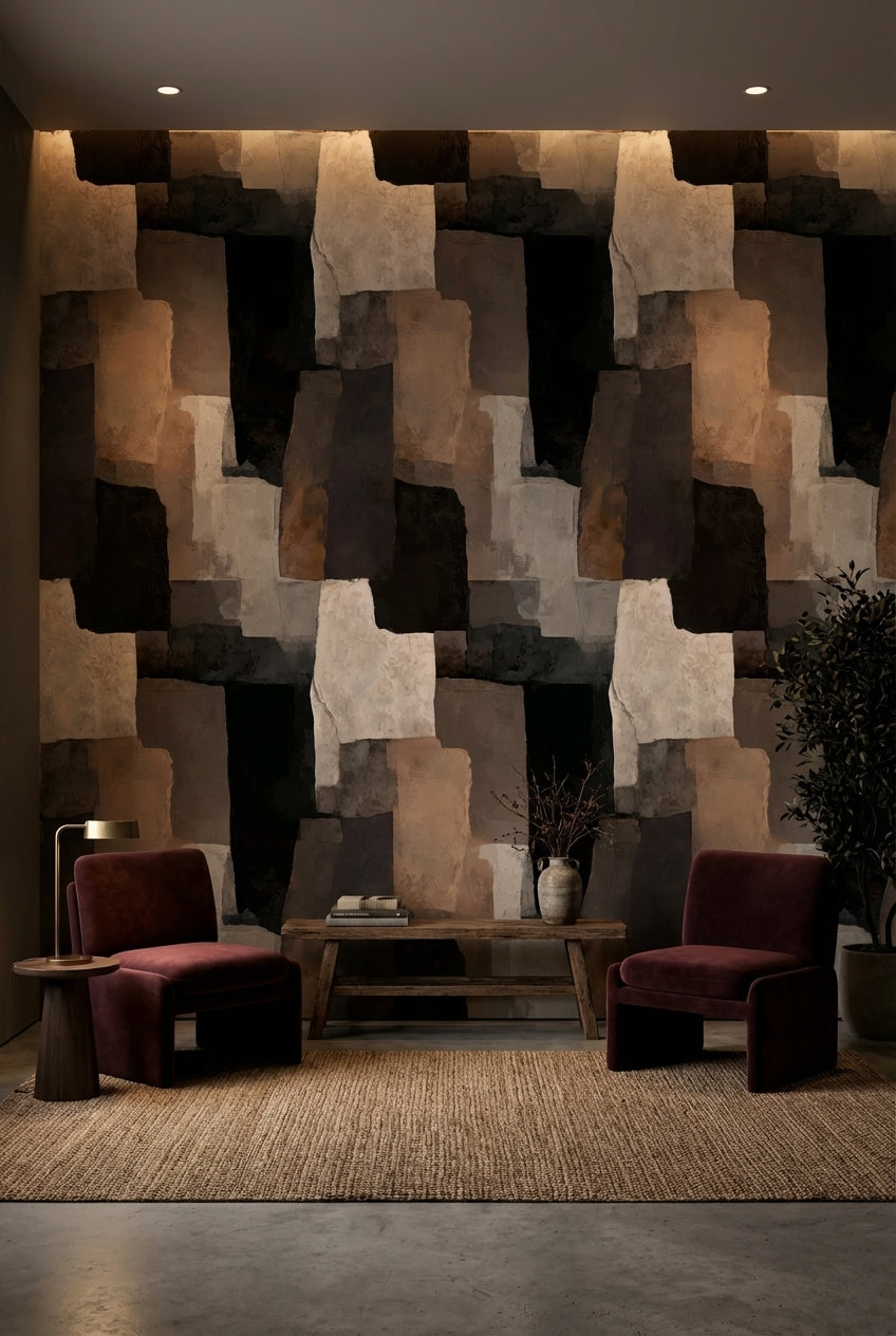Moody Earth Tones Abstract Geometry Wallpaper