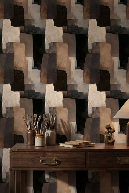 Moody Earth Tones Abstract Geometry Wallpaper