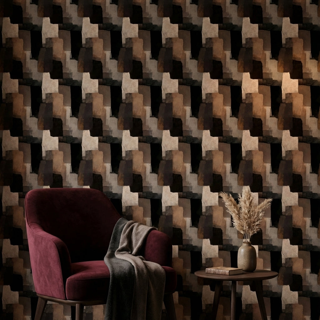 Moody Earth Tones Abstract Geometry Wallpaper