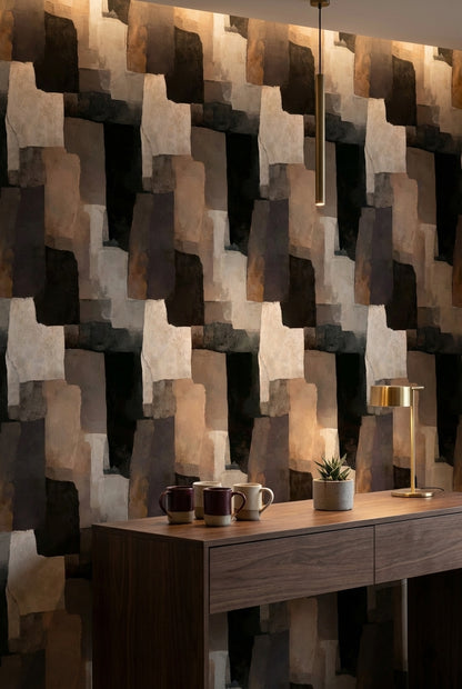 Moody Earth Tones Abstract Geometry Wallpaper