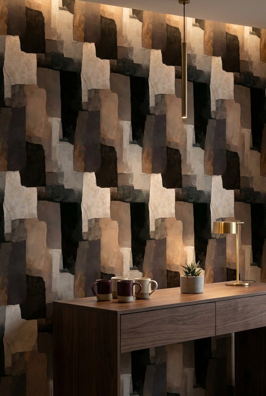 Moody Earth Tones Abstract Geometry Wallpaper