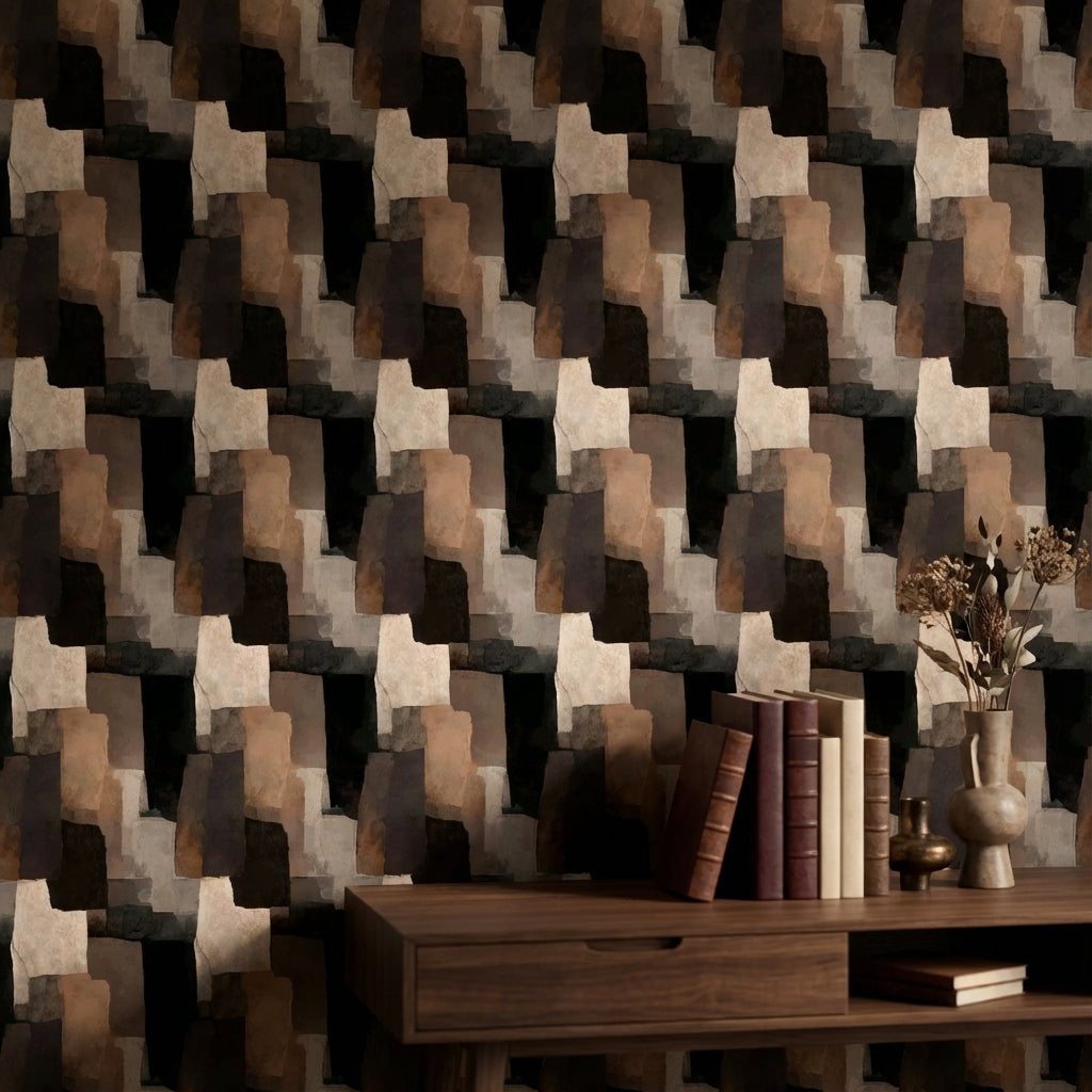 Moody Earth Tones Abstract Geometry Wallpaper