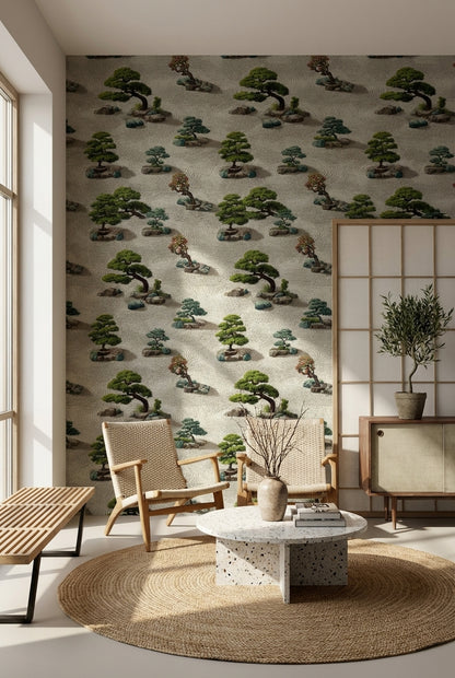 Beige Zen Garden Bonsai Wallpaper