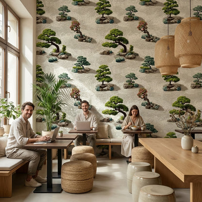 Beige Zen Garden Bonsai Wallpaper