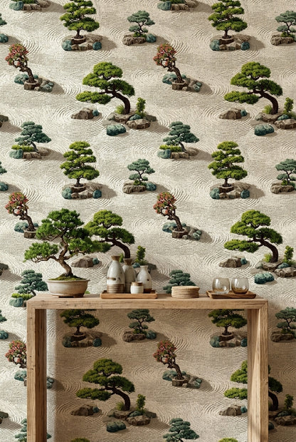 Beige Zen Garden Bonsai Wallpaper