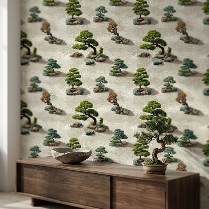 Beige Zen Garden Bonsai Wallpaper