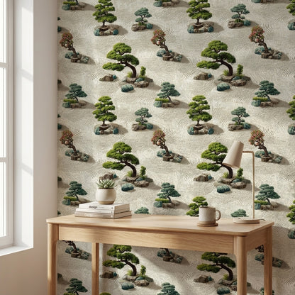 Beige Zen Garden Bonsai Wallpaper